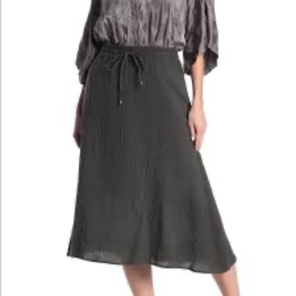 NWT Johnny Was Calme Cotton Gauze Drawstring Skirt - Olive Green